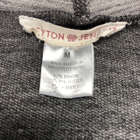 Peyton Jensen Cardigan Top Womens Medium Gray Black Long Sleeve Open Front USA - Picture 6 of 15